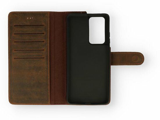 Samsung S21 Ultra Donker Bruin - Lederen Book Case