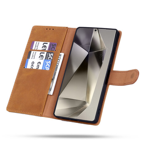 Samsung S25 Ultra - Sienna Brown - Leather Book Case