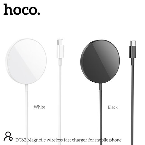 Hoco MagSafe Oplader - Snel Lader (Type C) - 1m USB C - Zwart