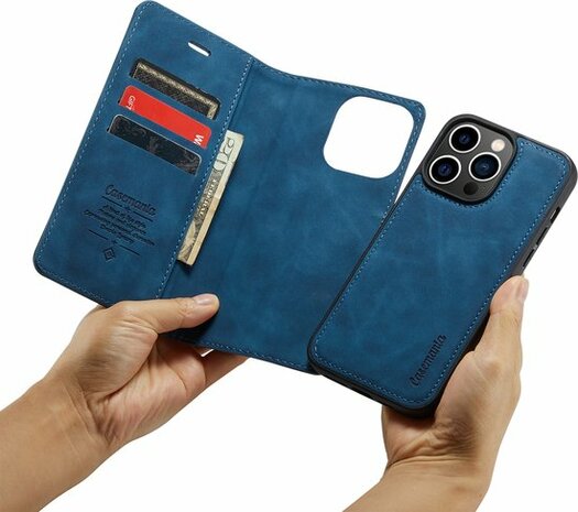 iPhone 14 Pro Navy Blue- 2 in 1 Book Case