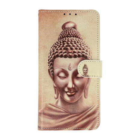 Samsung S22 Ultra met Buddha Goud Print  - Book Case