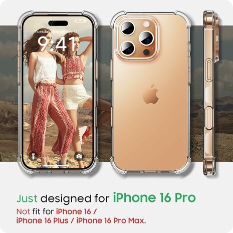 iPhone 16 Pro - Anti Shock &amp; 2X Glas - Transparant