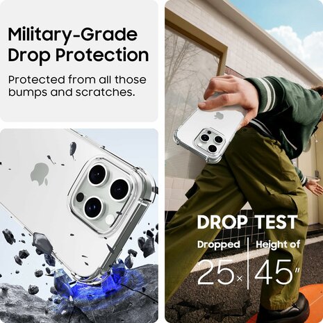 iPhone 16 Pro Max - Anti Shock &amp; 2X Glas - Transparant