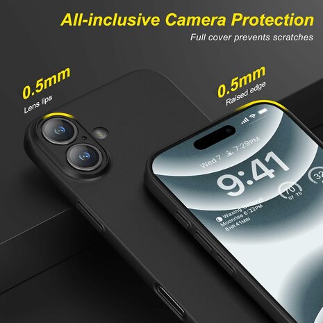 iPhone 16 - Back Cover Camera Bescherming &amp; 2x Glas - Zwart