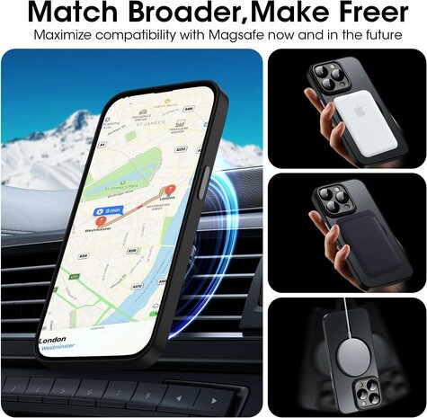 iPhone 14 Pro - Zwart - Matte Armor - Geschikt voor MagSafe
