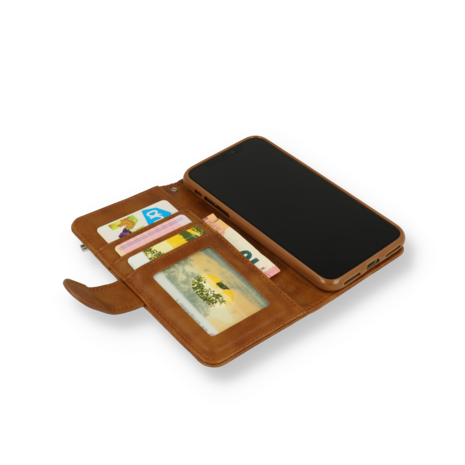 iPhone 16e - Bruin - Book Case met Rits