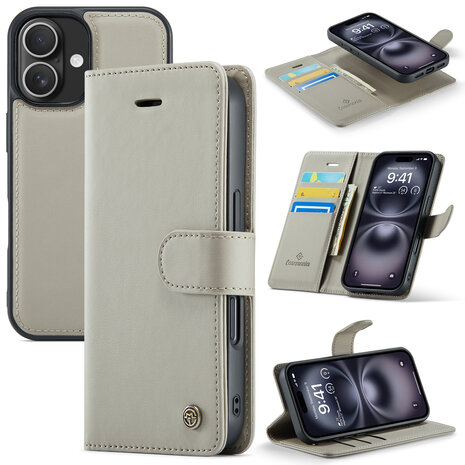 iPhone 16 Plus - 2 in 1 Book Case - Smoke Gray