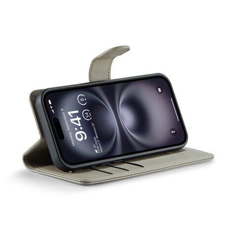 iPhone 16 Plus - 2 in 1 Book Case - Smoke Gray