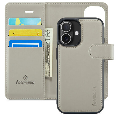 iPhone 16 Plus - 2 in 1 Book Case - Smoke Gray