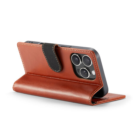 iPhone 16 Pro Max - Bruin - Lederen Book Case