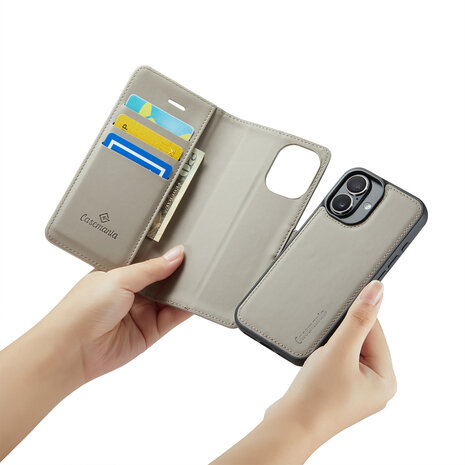 iPhone 16 - 2 in 1 Book Case - Smoke Gray