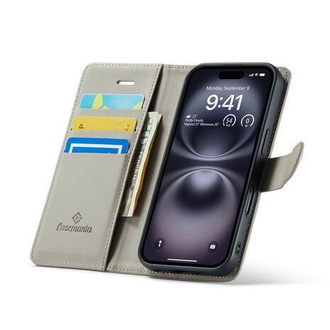 iPhone 16 - 2 in 1 Book Case - Smoke Gray