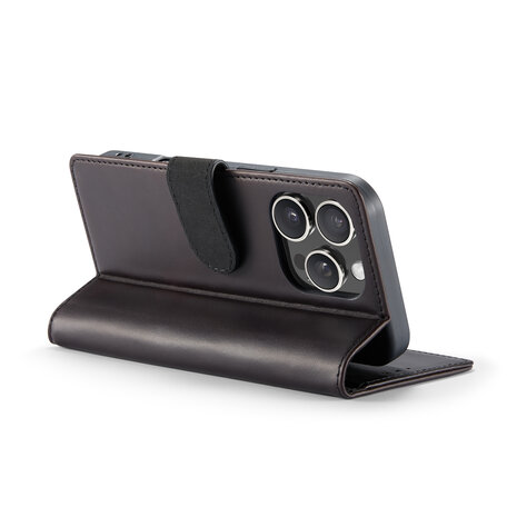 iPhone 16 Pro - Zwart - Lederen Book Case