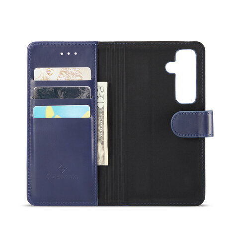 Samsung S24 - 2 in 1 Leather Book Case -  Navy Blue