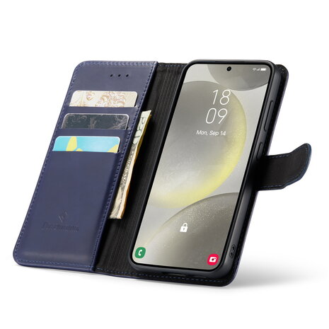 Samsung S24 - 2 in 1 Leather Book Case -  Navy Blue