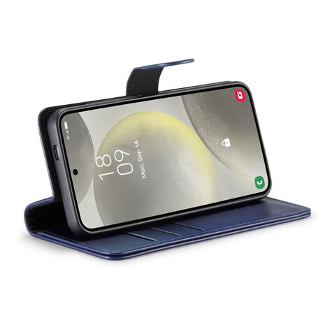 Samsung S24 - 2 in 1 Leather Book Case -  Navy Blue