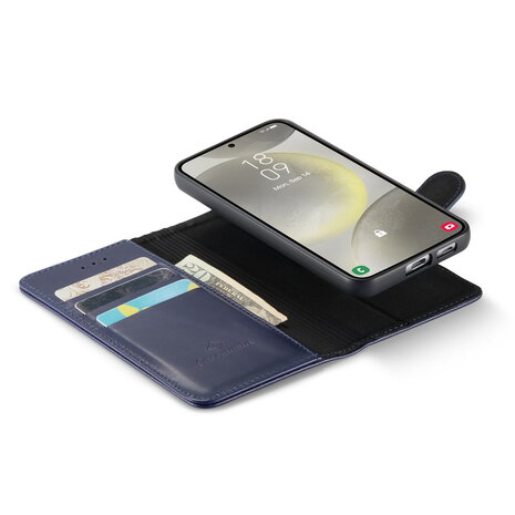 Samsung S24 - 2 in 1 Leather Book Case -  Navy Blue