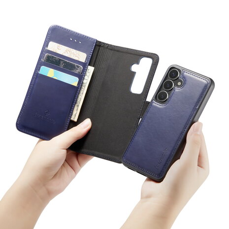 Samsung S24 - 2 in 1 Leather Book Case -  Navy Blue