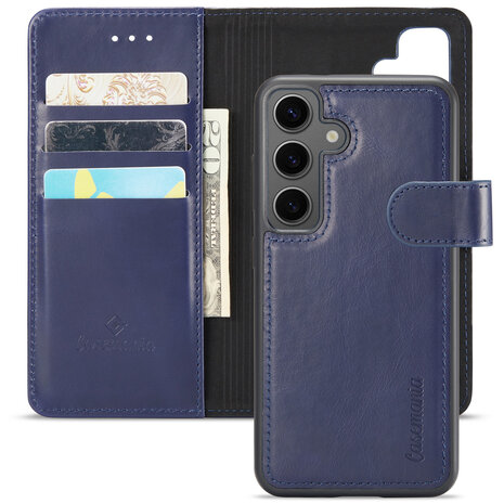 Samsung S24 - 2 in 1 Leather Book Case -  Navy Blue
