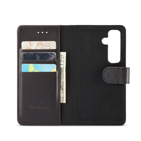 Samsung S24 - 2 in 1 Leather Book Case -  Charcoal Gray