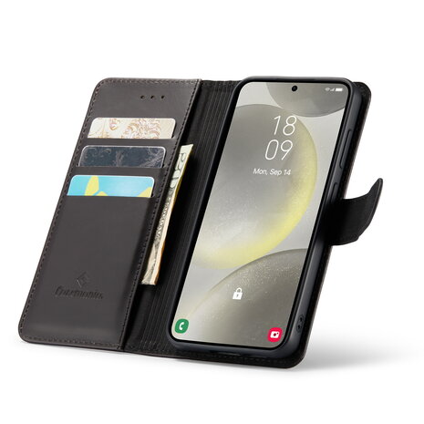 Samsung S24 - 2 in 1 Leather Book Case -  Charcoal Gray