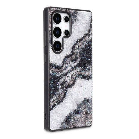 Samsung S23 Ultra - Diamant Marmer Glitter - Zwart
