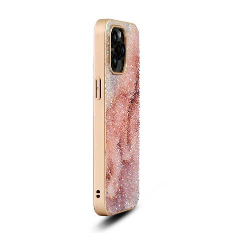 iPhone 14 Pro - Diamant Marmer Glitter - Roze