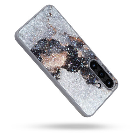 Samsung S24 - Diamant Marmer Glitter - Grijs