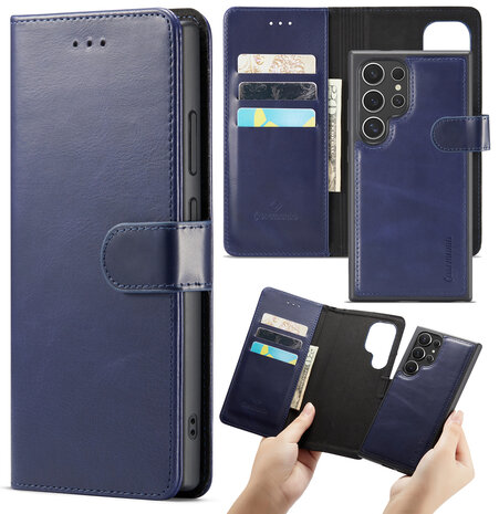 Samsung S24 Ultra - 2 in 1 Leather Book Case - Navy Blue