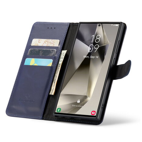 Samsung S24 Ultra - 2 in 1 Leather Book Case - Navy Blue