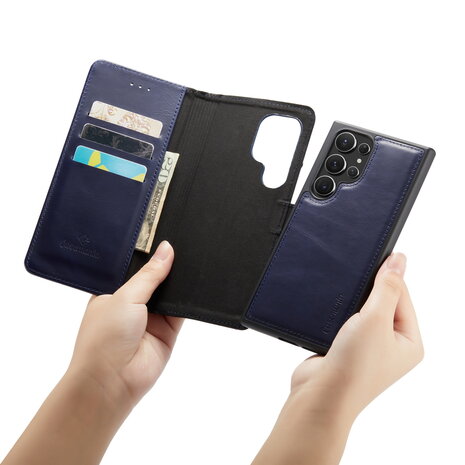 Samsung S24 Ultra - 2 in 1 Leather Book Case - Navy Blue