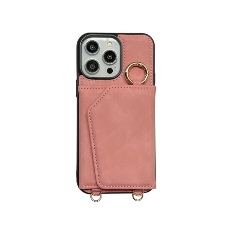 iPhone 16 Pro Max - Pale Pink - 2 in 1 MagSafe Wallet Case met Koord