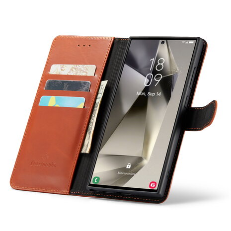 Samsung S24 Ultra - 2 in 1 Leather Book Case - Sienna Brown