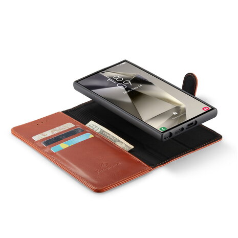 Samsung S24 Ultra - 2 in 1 Leather Book Case - Sienna Brown