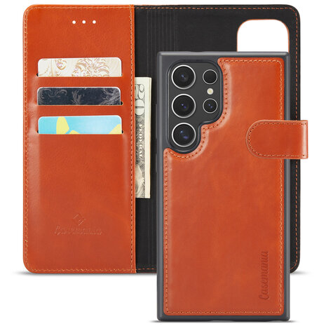Samsung S24 Ultra - 2 in 1 Leather Book Case - Sienna Brown