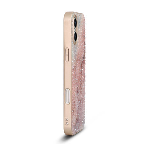 iPhone 16 Plus - Diamant Marmer Glitter - Roze