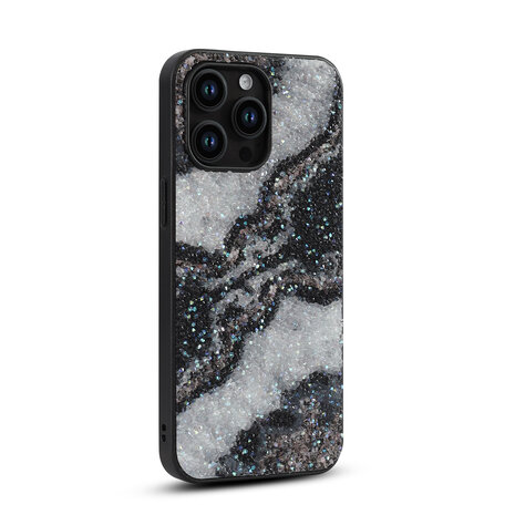 iPhone 14 Pro - Diamant Marmer Glitter - Zwart