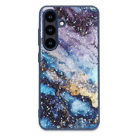 Samsung S23 FE - Diamant Marmer Glitter - Blauw