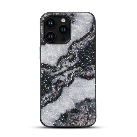 iPhone 14 Pro Max - Diamant Marmer Glitter - Zwart
