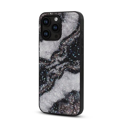 iPhone 14 Pro Max - Diamant Marmer Glitter - Zwart