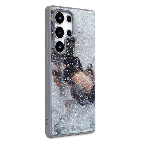 Samsung S22 Ultra - Diamant Marmer Glitter - Grijs