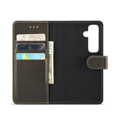 Samsung S24 - 2 in 1 Leather Book Case -  Emerald Green