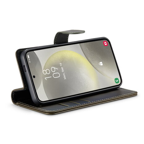 Samsung S24 - 2 in 1 Leather Book Case -  Emerald Green