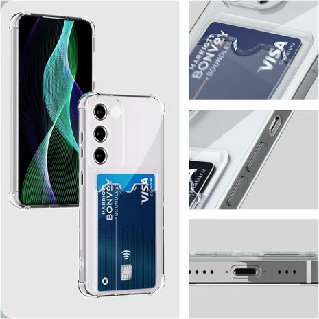 Samsung Galaxy S25 - Transparant - Anti Shock Back Cover met Kaarthouder
