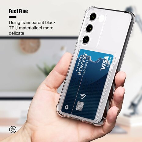 Samsung Galaxy S25 - Transparant - Anti Shock Back Cover met Kaarthouder