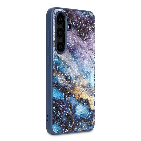 Samsung S23 - Diamant Marmer Glitter - Blauw