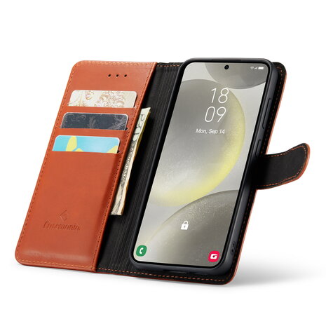 Samsung S24 - 2 in 1 Leather Book Case -  Sienna Brown