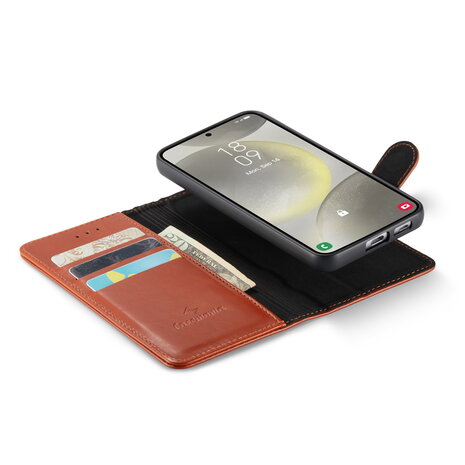 Samsung S24 - 2 in 1 Leather Book Case -  Sienna Brown