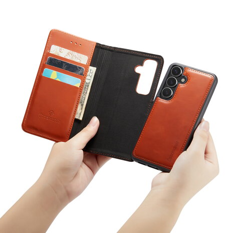 Samsung S24 - 2 in 1 Leather Book Case -  Sienna Brown