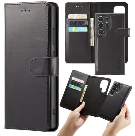 Samsung S24 Ultra - 2 in 1 Leather Book Case - Charcoal Gray
